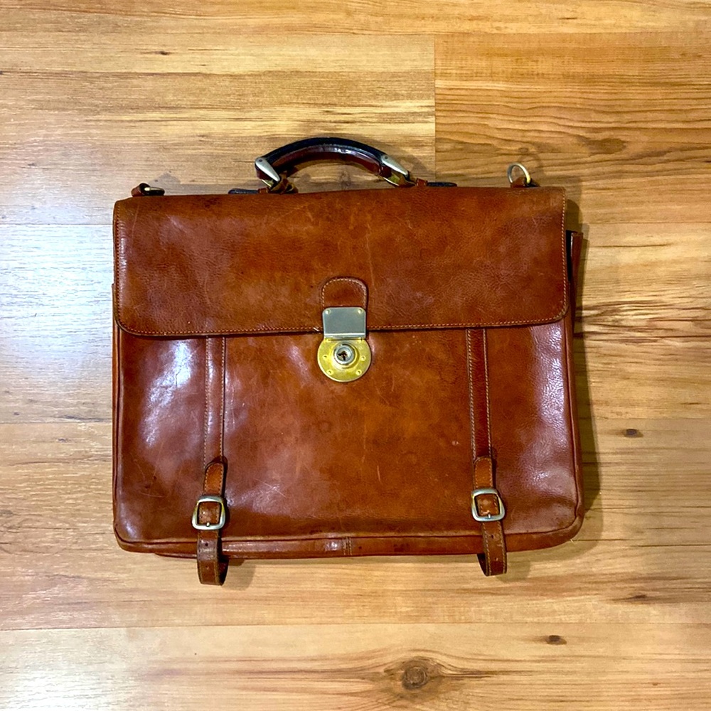 Brooks Brothers Leather Briefcase with shoulder strap.